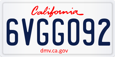 CA license plate 6VGG092