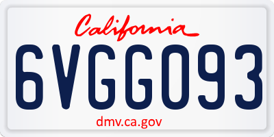 CA license plate 6VGG093