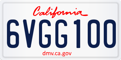 CA license plate 6VGG100
