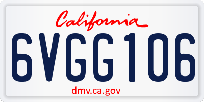 CA license plate 6VGG106