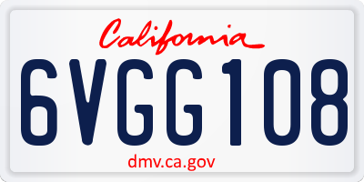 CA license plate 6VGG108