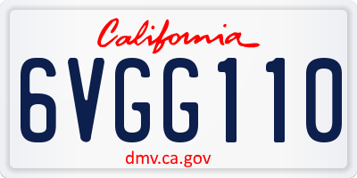 CA license plate 6VGG110