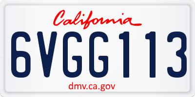 CA license plate 6VGG113
