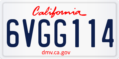 CA license plate 6VGG114