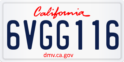 CA license plate 6VGG116