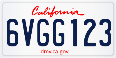 CA license plate 6VGG123