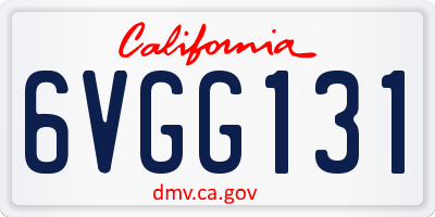 CA license plate 6VGG131