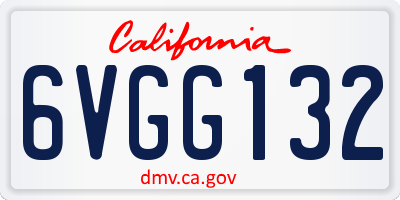 CA license plate 6VGG132