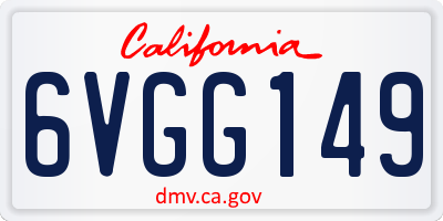 CA license plate 6VGG149