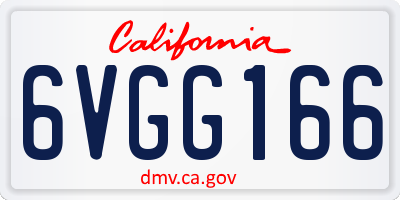 CA license plate 6VGG166