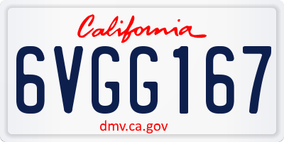 CA license plate 6VGG167