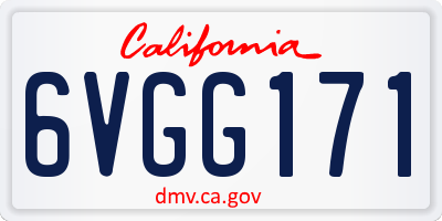 CA license plate 6VGG171