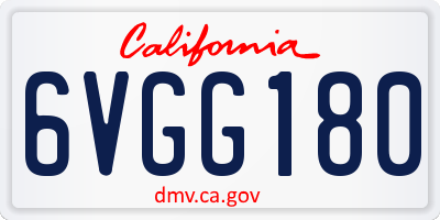CA license plate 6VGG180
