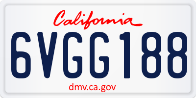CA license plate 6VGG188