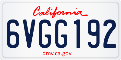 CA license plate 6VGG192