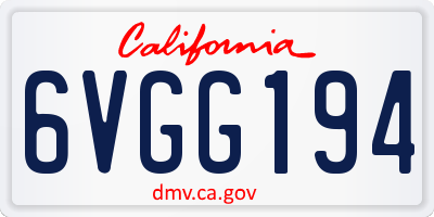CA license plate 6VGG194