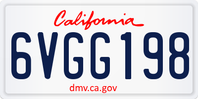 CA license plate 6VGG198