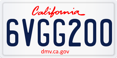 CA license plate 6VGG200