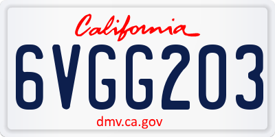 CA license plate 6VGG203