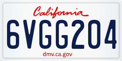 CA license plate 6VGG204