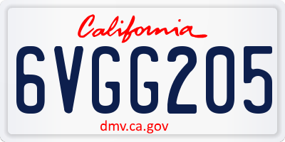 CA license plate 6VGG205
