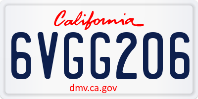 CA license plate 6VGG206