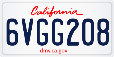 CA license plate 6VGG208