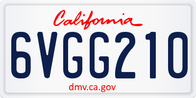 CA license plate 6VGG210