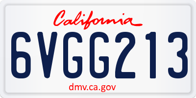 CA license plate 6VGG213