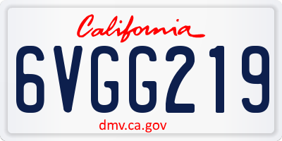 CA license plate 6VGG219