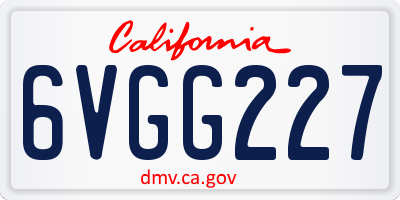 CA license plate 6VGG227