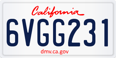 CA license plate 6VGG231