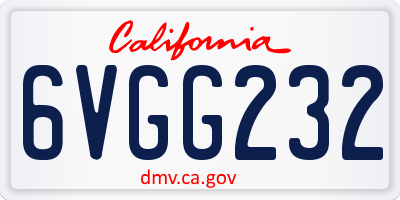 CA license plate 6VGG232