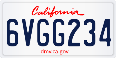 CA license plate 6VGG234