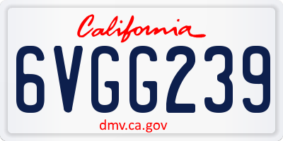 CA license plate 6VGG239