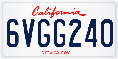 CA license plate 6VGG240