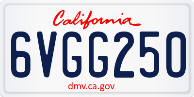 CA license plate 6VGG250