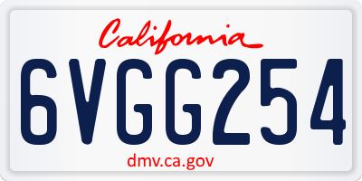 CA license plate 6VGG254