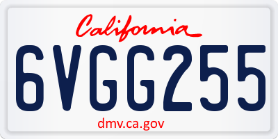 CA license plate 6VGG255