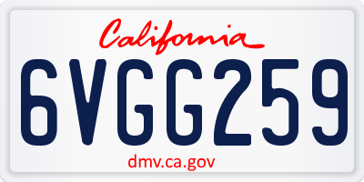CA license plate 6VGG259