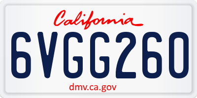 CA license plate 6VGG260
