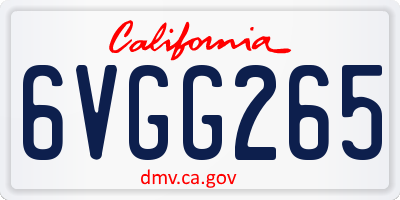 CA license plate 6VGG265