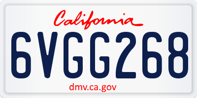 CA license plate 6VGG268