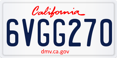 CA license plate 6VGG270