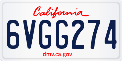 CA license plate 6VGG274