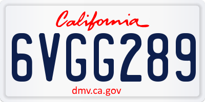 CA license plate 6VGG289