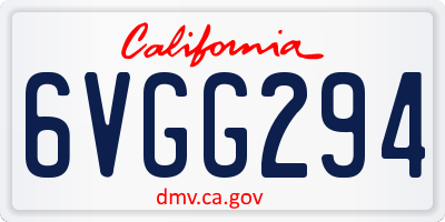 CA license plate 6VGG294