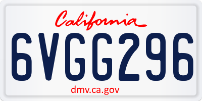 CA license plate 6VGG296