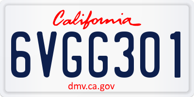 CA license plate 6VGG301