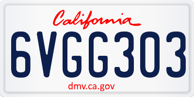 CA license plate 6VGG303